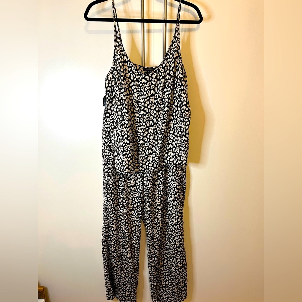 Banana Republic Factory Black and White Leopard Print Jumpsuit